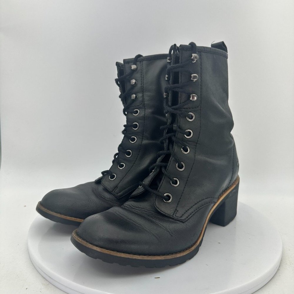Dr. Martens Lucie Women Size 8 Leather 9 Tie Eyelet Ankle Heel Boot Black